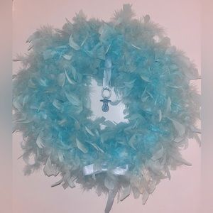 Baby blue feather wreath